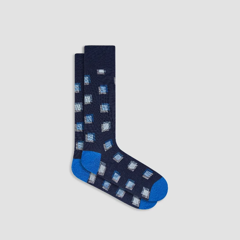 Striped wool socks-Geometric Mid-Calf Socks