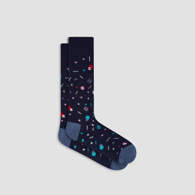 Solid silk socks-Geometric Mid-Calf Socks