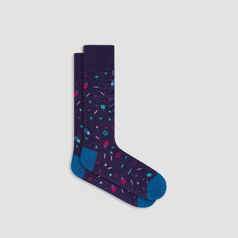 White bamboo socks-Geometric Mid-Calf Socks