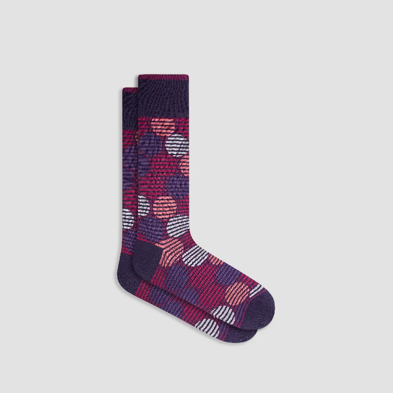 Striped knit socks-Geometric Mid-Calf Socks