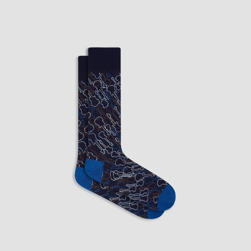 Socks with athletic texture-Guitar Mid-Calf Socks