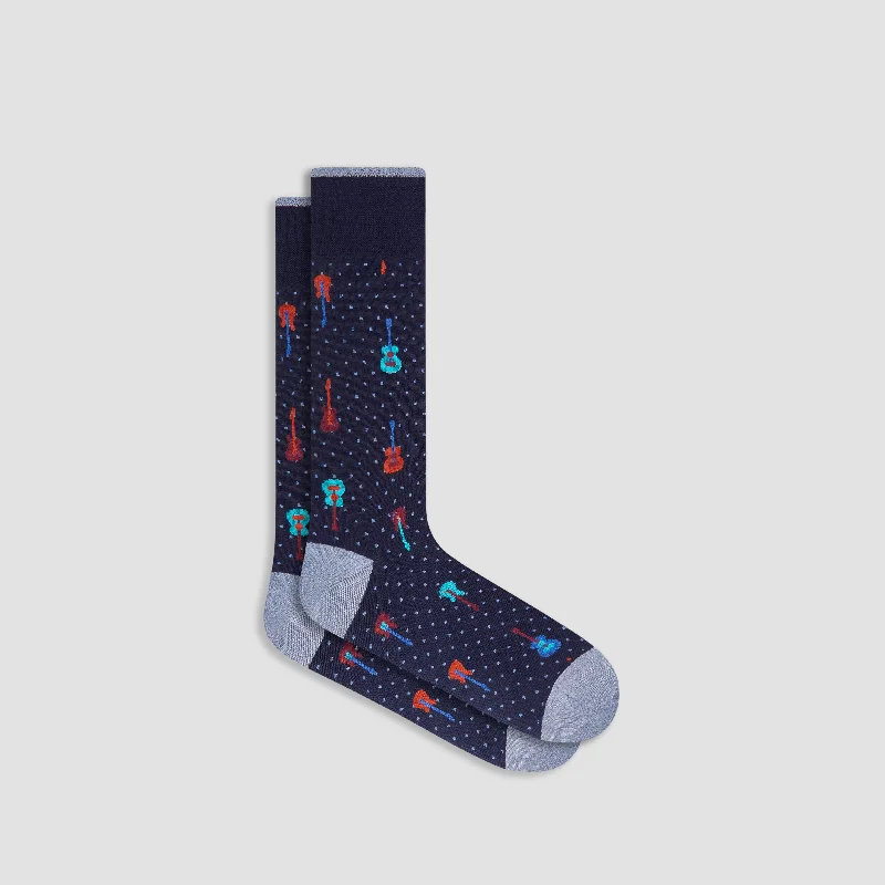 Socks with star motifs-Guitar Mid-Calf Socks