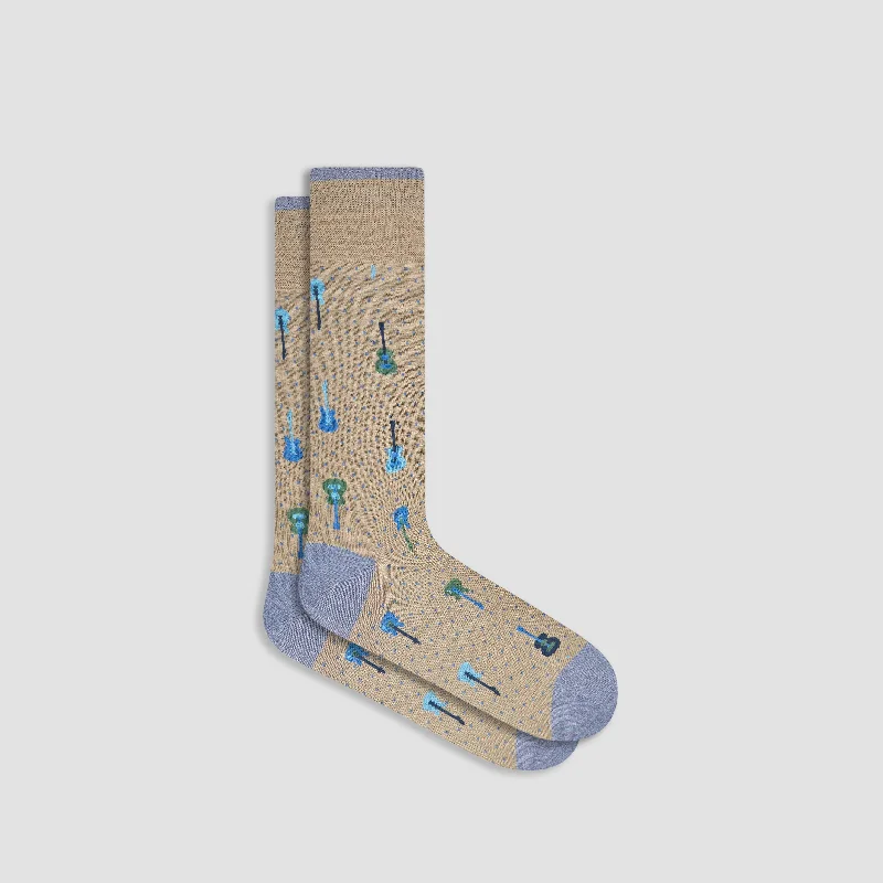 Socks with Christmas trees-Guitar Mid-Calf Socks