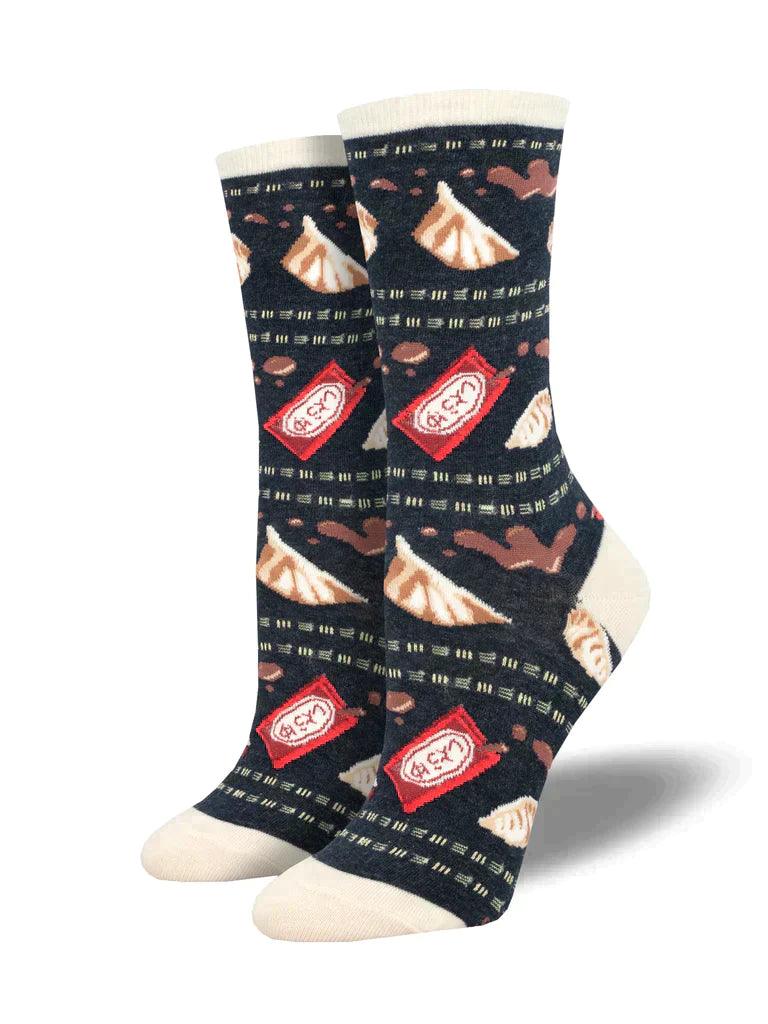 Plaid fleece socks-Gyoza | Women's Crew