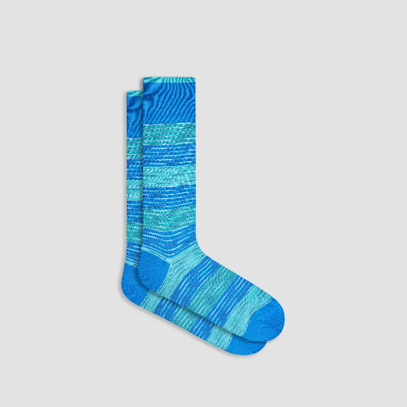 Socks with seamless toes-Heather Striped Mid-Calf Socks