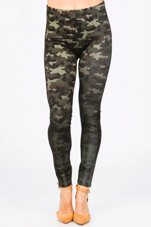 Solid bamboo socks-High Waisted Faded Camo Print Leggings