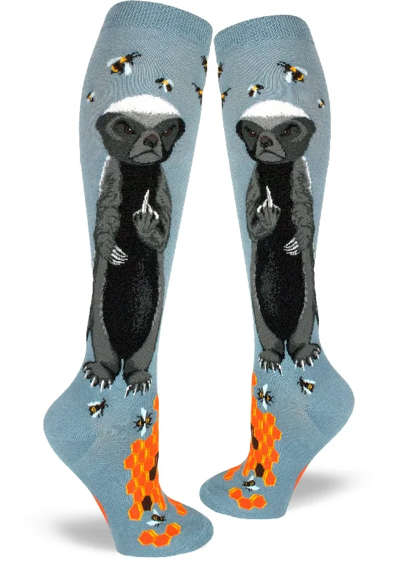 Solid wool socks-Honey Badger | Women's Knee-high