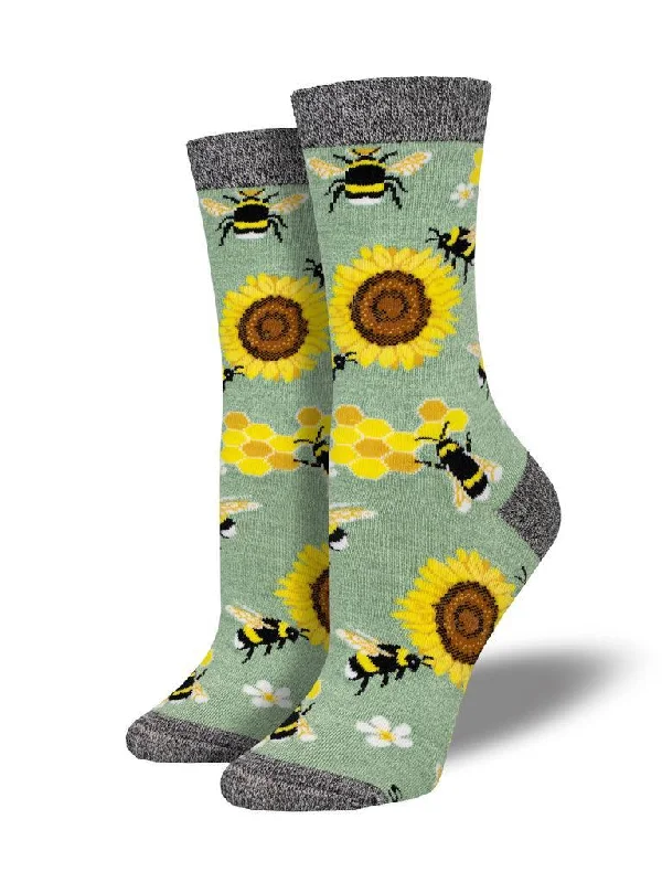 Gray fleece socks-Honey In the Bank | Women's Bamboo Crew