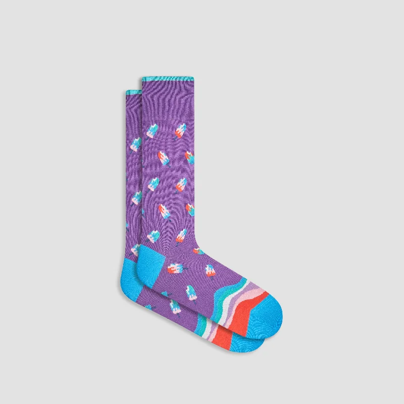 White cotton socks-Ice Cream Bars Mid-Calf Socks