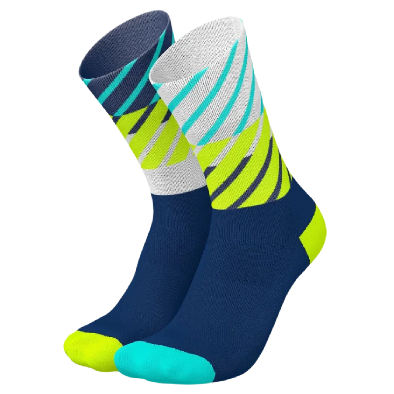 Socks with arch cushion-Incylence - Running Diagonals Long Sock - Navy Canary