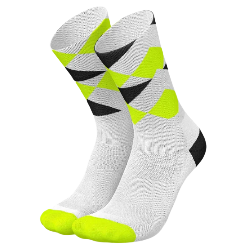 Plaid silk socks-Incylence - Running Peaks Long Sock - White Canary