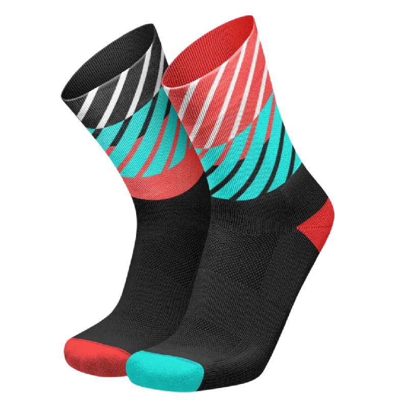 Socks with holiday motifs-Incylence - Running Diagonals Long Sock - Black Inferno