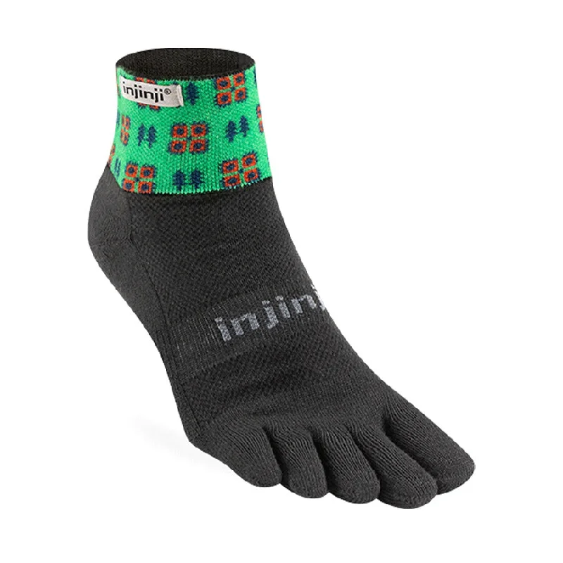 Floral fleece socks-Injinji Trail Sock | Midweight | Mini-Crew | Evergreen