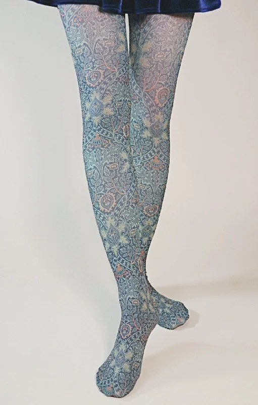 Moisture-wicking fleece socks-Ispahan  by William Morris | Printed Tights