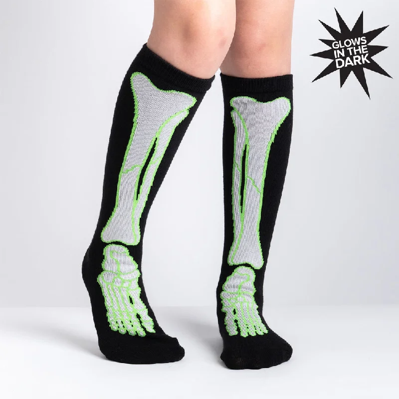 Socks with stretchy weave-It's Going Tibia Good Day | Glow in the Dark | Youth Knee-high