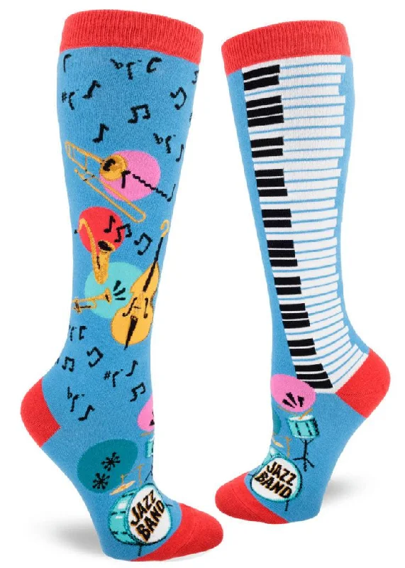 Socks with breathable weave-Jazz Band | Women's Knee-high