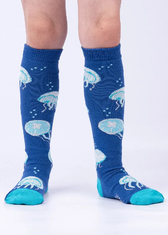 Custom knit socks-Jellyfish Glow-in-the-Dark Kids' Knee Socks