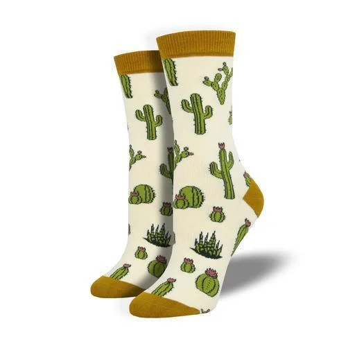 Socks with athletic grip-King Cactus | Women's Bamboo Crew