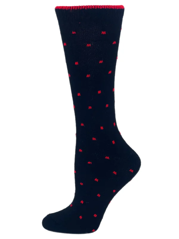 Solid thermal socks-Kitty Pin Dot | Women's Crew