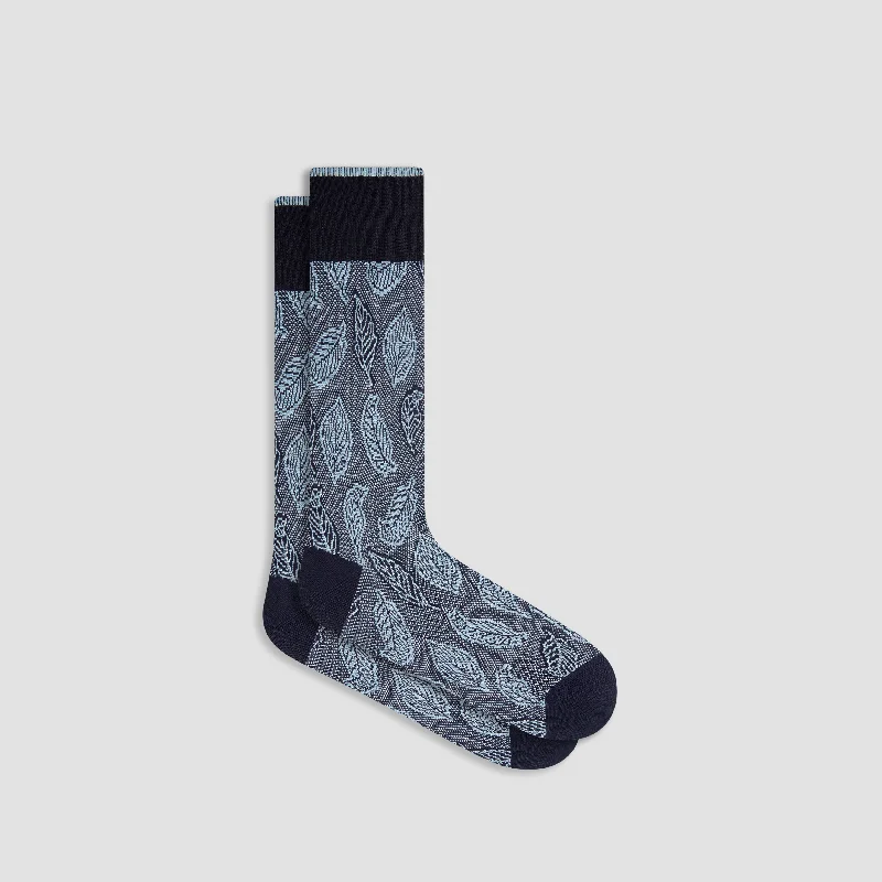 Socks with dot accents-Leaf Pattern Mid-Calf Socks