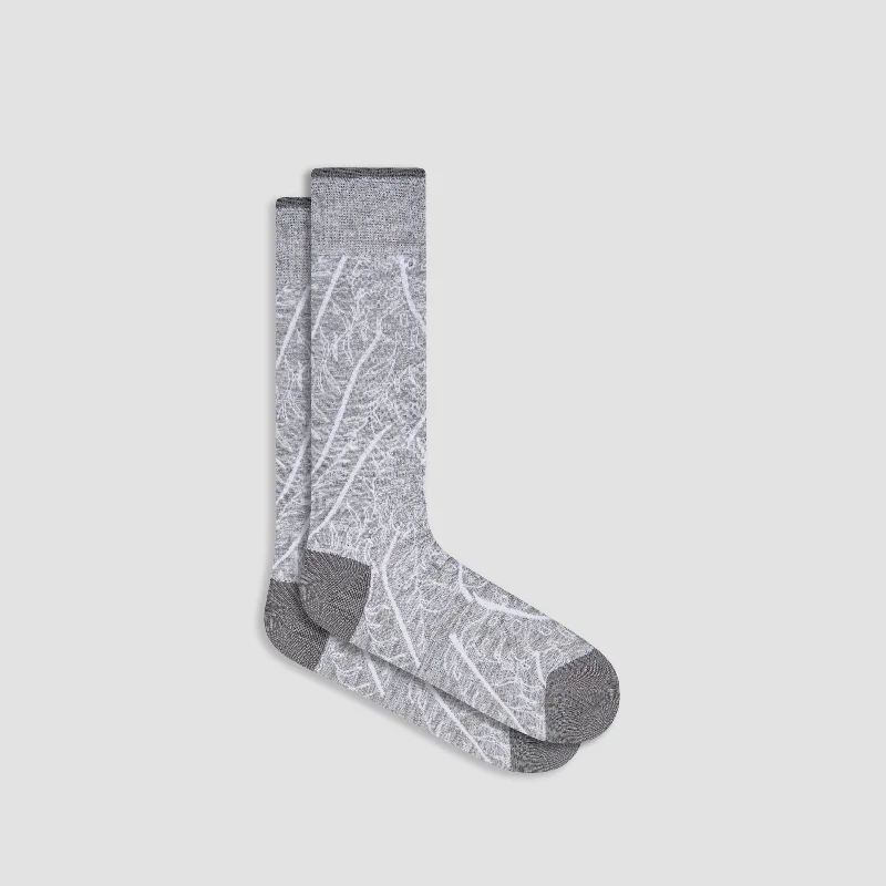 Soft bamboo socks-Leaf Pattern Mid-Calf Socks