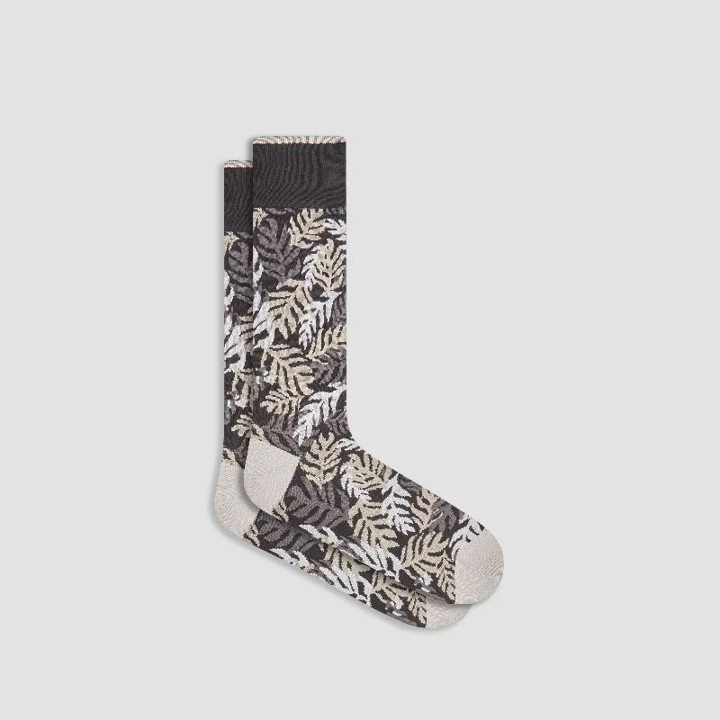 Socks with silk trim-Leaves Mid-Calf Socks