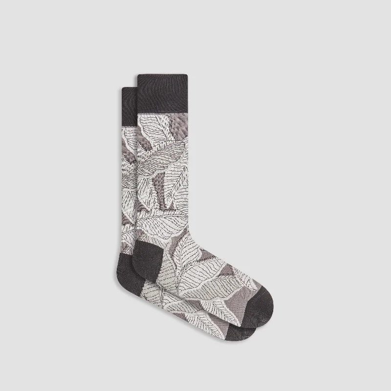 Socks with wool blend-Leaves Mid-Calf Socks