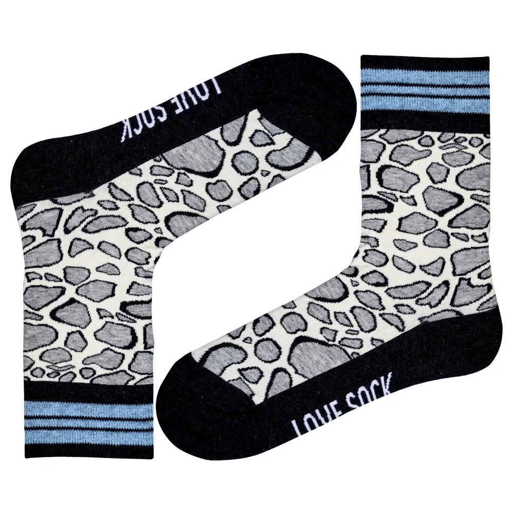 Plaid socks for preppy vibes-Leopard animal print fun patterned organic novelty crew socks for women