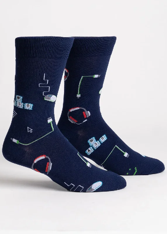 Socks with stripe accents-Life in the Fast LAN Men's Socks