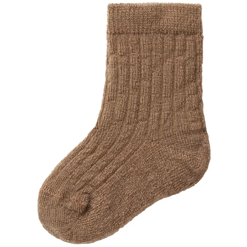 Polka dot cashmere socks-Lil'Atelier Petrified Oak Rakel Nil Wool/Polyamide Socks