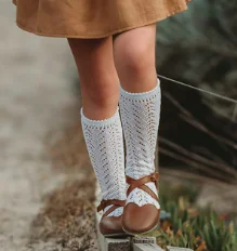 Handmade fleece socks-Long Lace Socks White