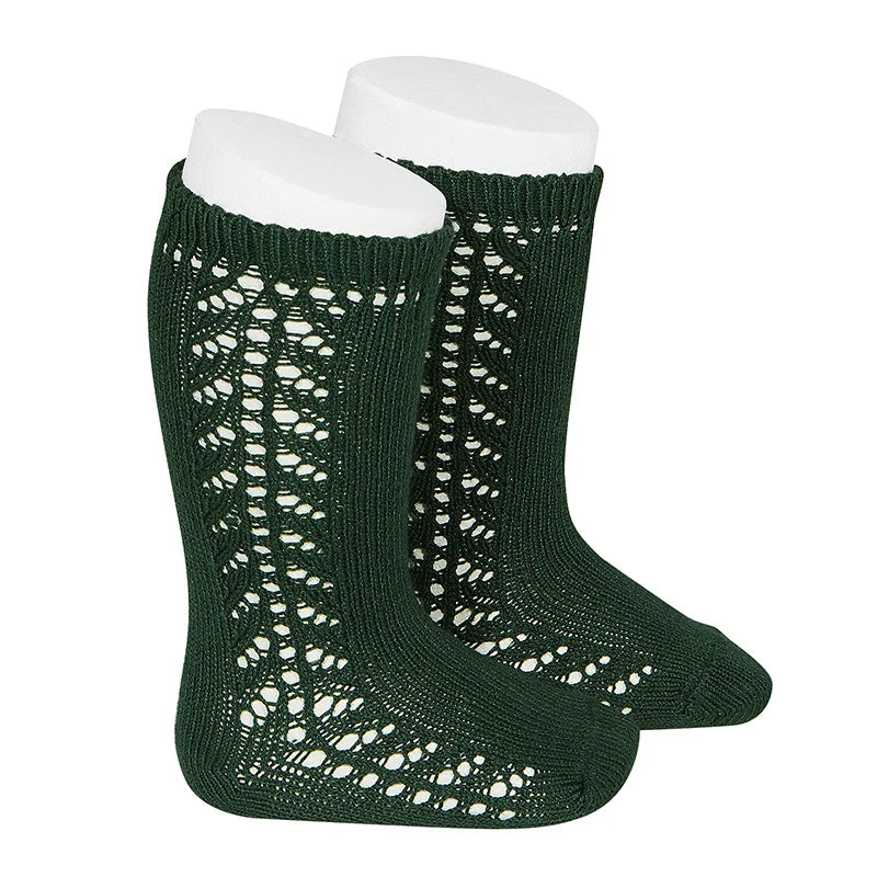 Summer fleece socks-Long Side Detail Socks Bottle Green