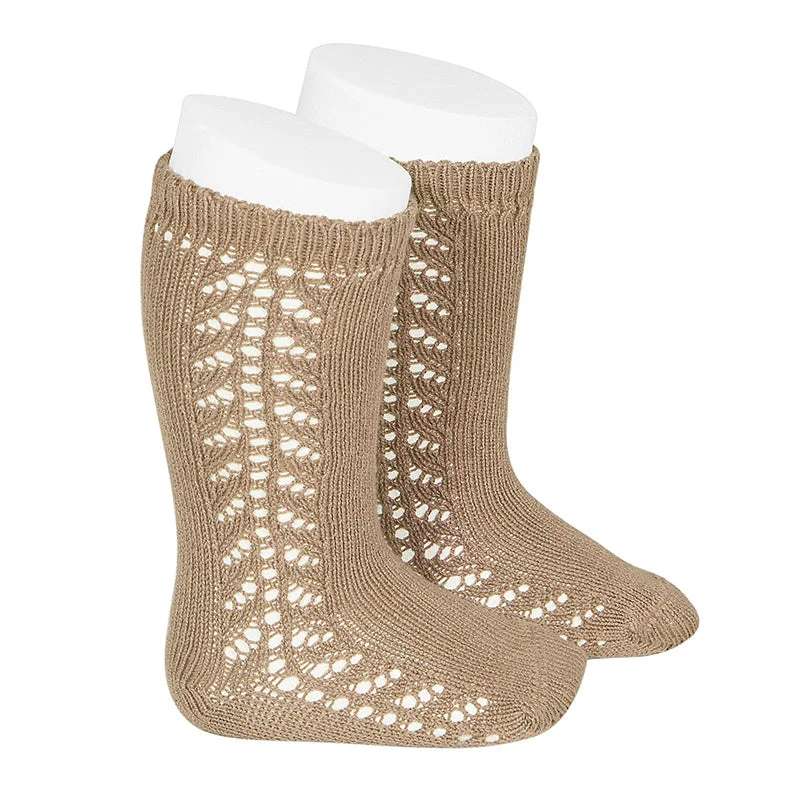 Socks with camo texture-Long Side Detail Socks Camel