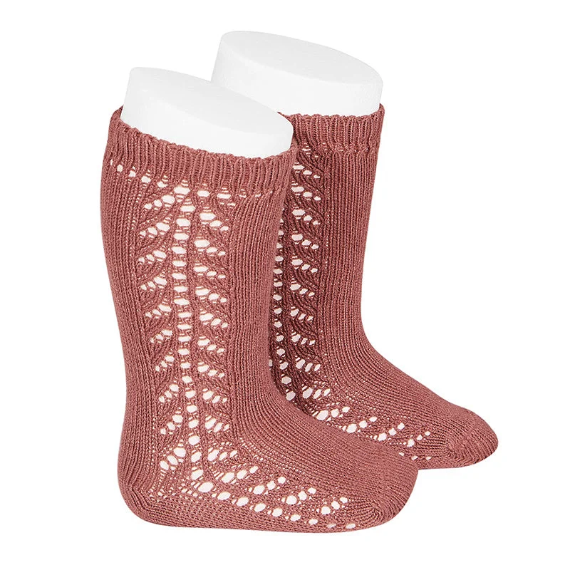 Non-slip socks with rubber-Long Side Detail Socks Terracota