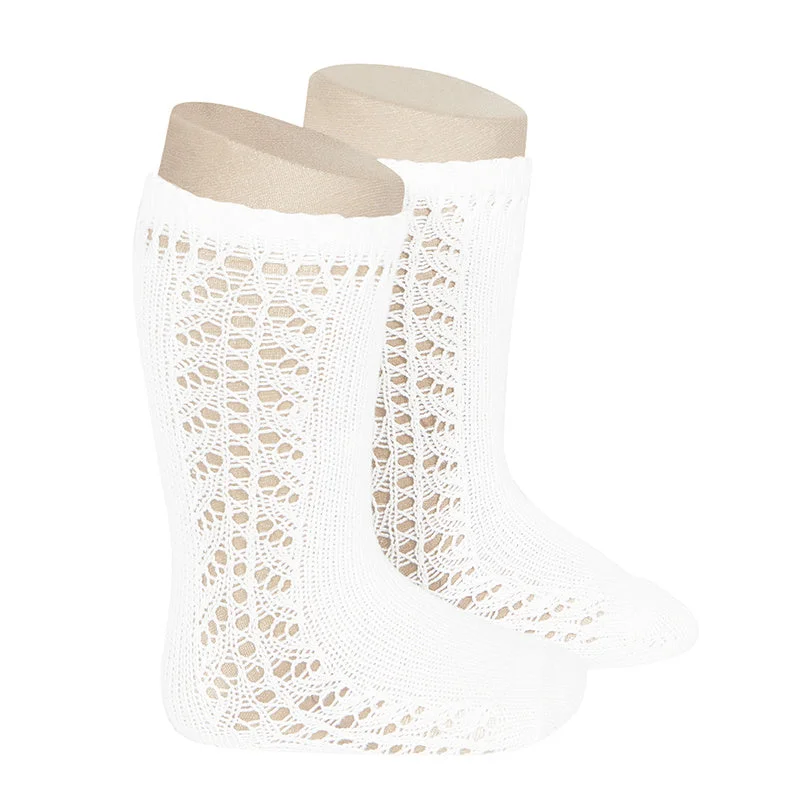 Socks with soft bamboo-Long Side Detail Socks White