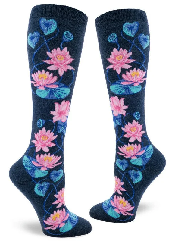 Socks with reinforced heels-Lotus | Women's Knee-high