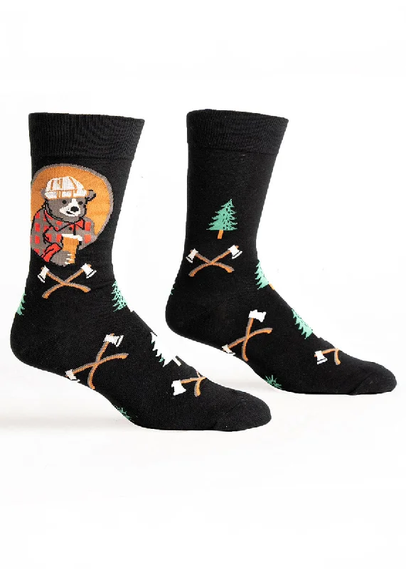 Socks with bamboo support-Lumberjack Bear Men's Socks