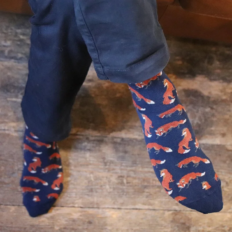 Black knit socks-Men's Foxes Cotton Socks