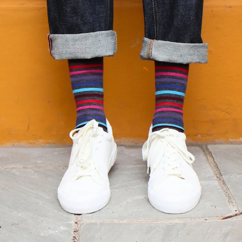 Pink athletic socks-Men's Lumo Stripe Merino Wool Socks