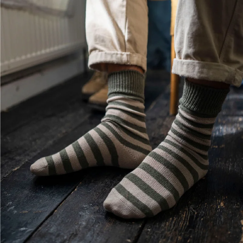 Embroidered knit socks-Men's Striped Cashmere Blend Socks