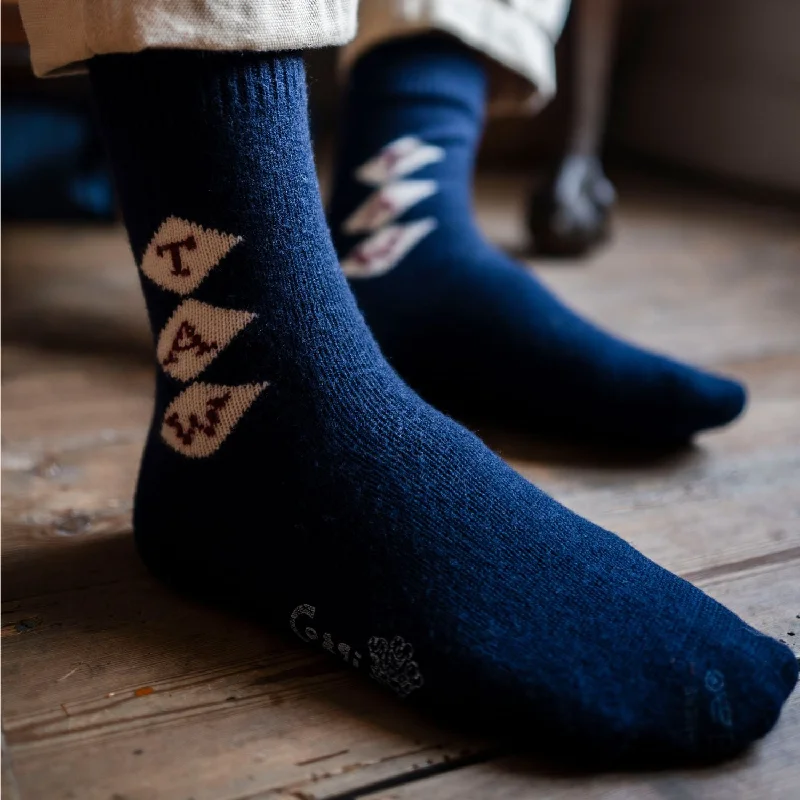 Durable knit socks-Men's Handmade Monogrammed Cashmere Socks