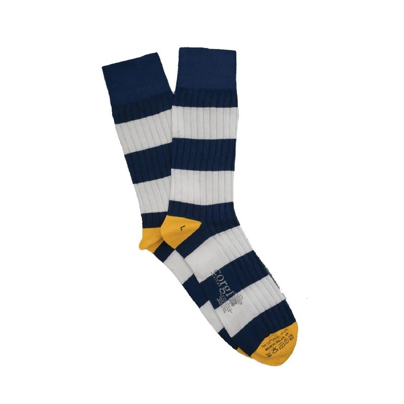 Socks with soft bamboo-Men's Rugby Stripe Cotton Socks