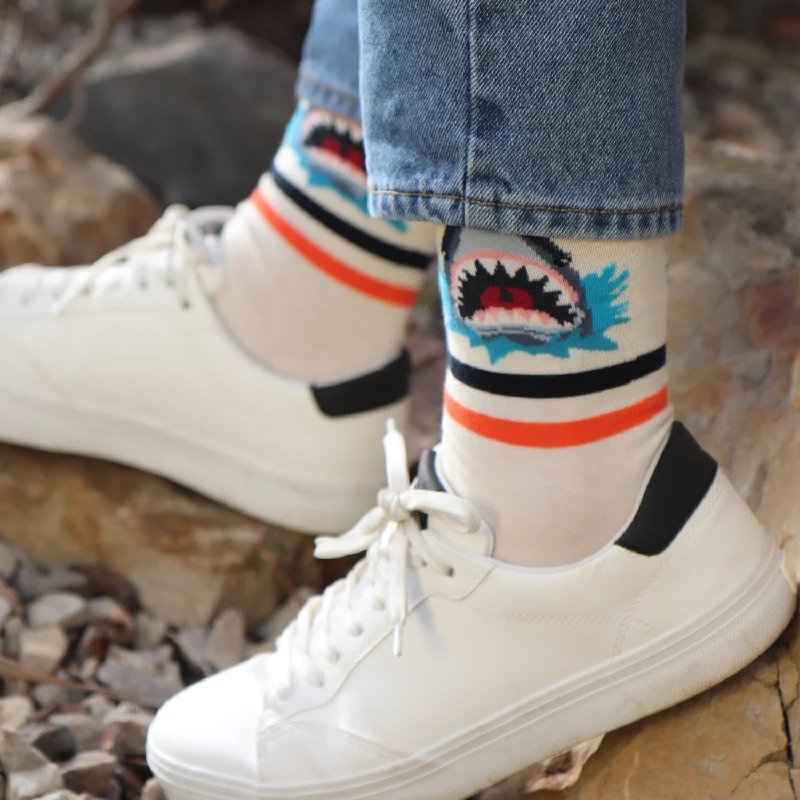 Winter fleece socks-Men's Shark Cotton Socks