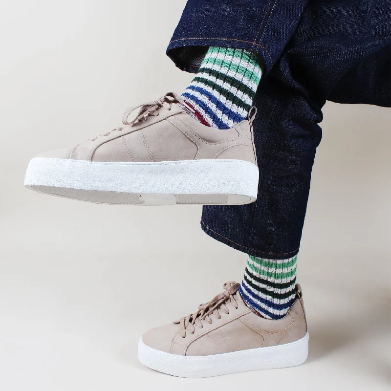 Silk socks for luxurious feel-Men's Stripe Pure Cotton Socks