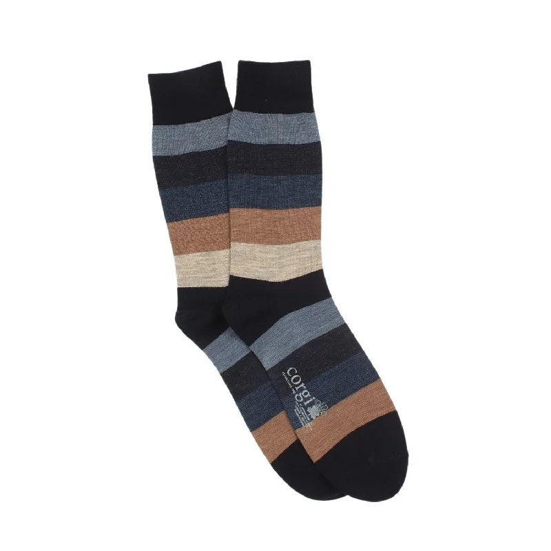 Polka dot silk socks-Men's Striped Merino Wool Socks