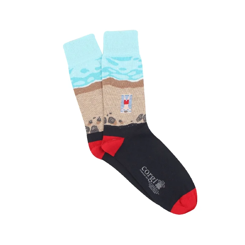 Thermal socks with fleece-Men's Sun Bathing Scene Cotton Socks