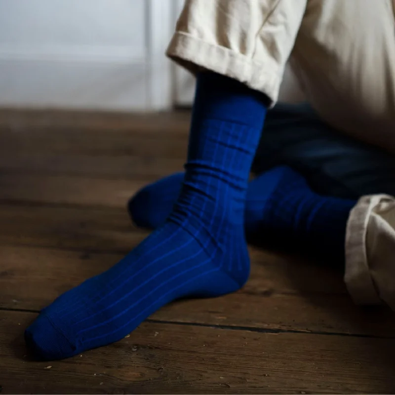 Yellow thermal socks-Men's Tenby Ribbed Merino Wool Socks