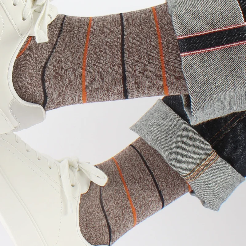 Striped fleece socks-Men's Thin Stripe Cotton Socks