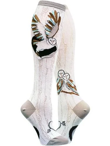 Socks with breathable weave-Barn Owl | Women's Knee-high