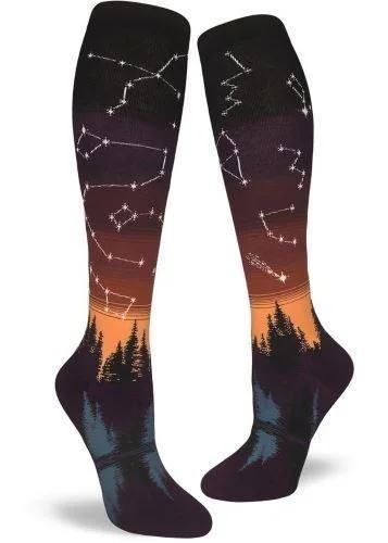 Luxury bamboo socks-Constellations | Women's Knee-high